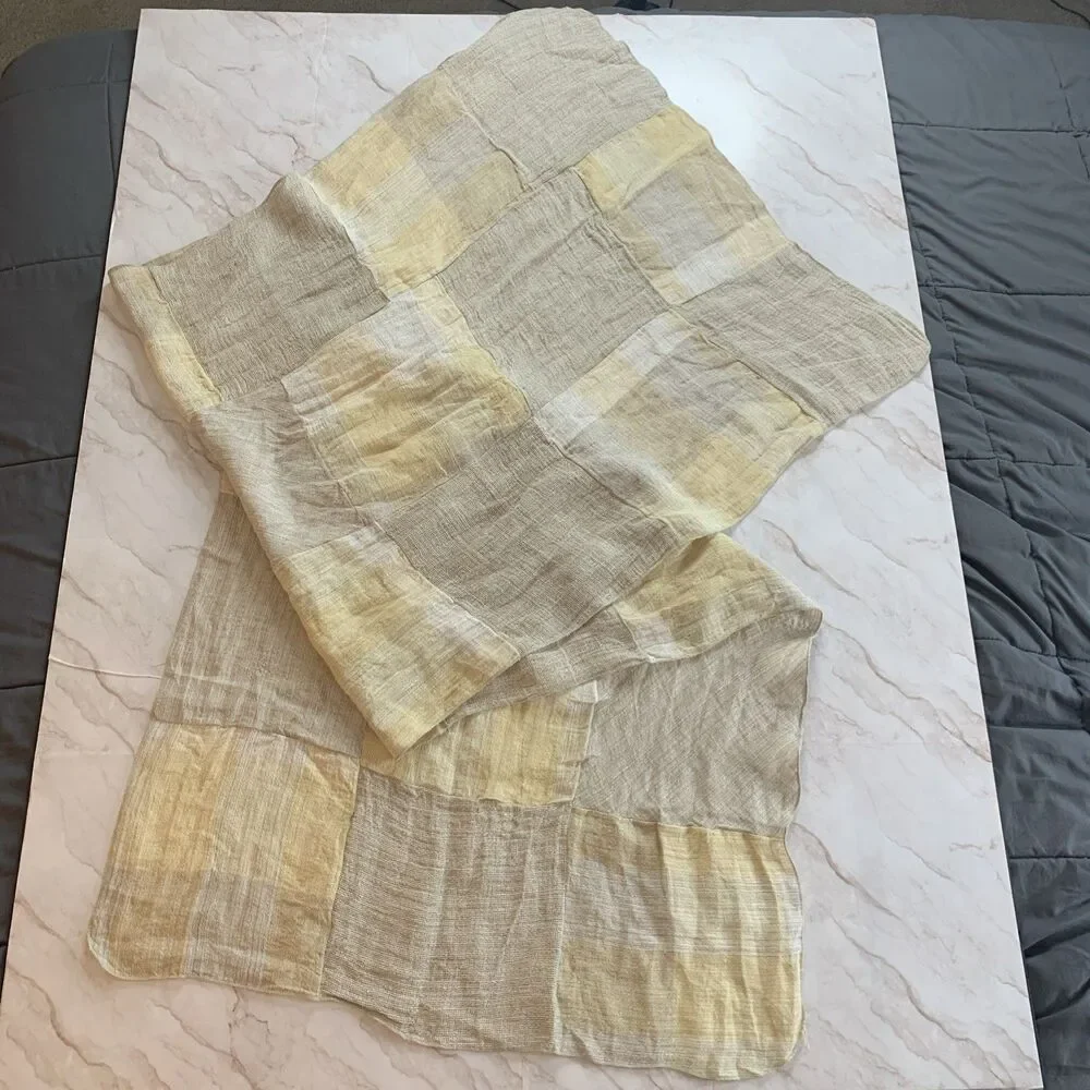 Marilu Italy Womens Lightweight Patchwork Scarf Beach Wrap Beige Tan 25